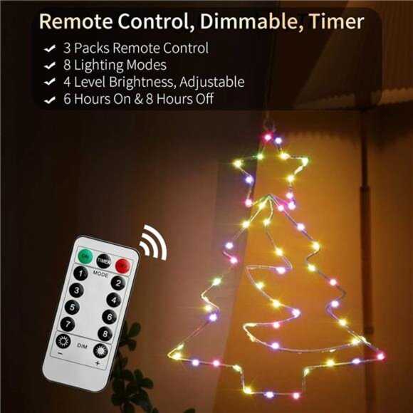 3PCS Remote Control LED Christmas Decorations Window Lights with Timer - Picture 4 of 10